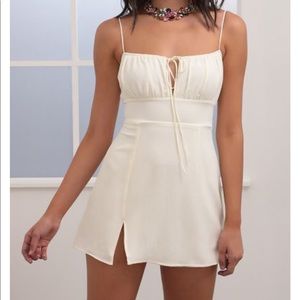 LUCY IN THE SKY — Eva Ties Slit Dress in Ivory